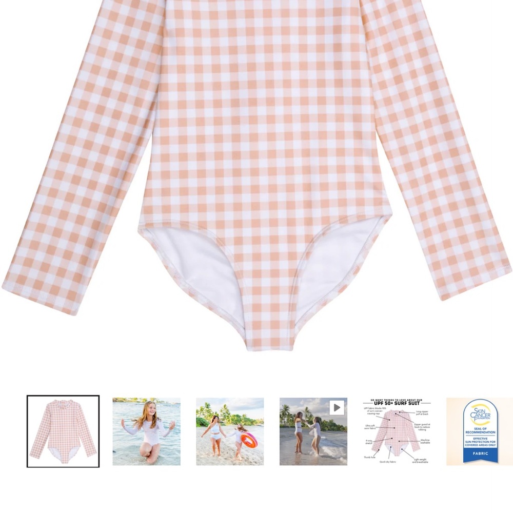 Orange and White Ruffled Bikini with Gingham Pattern